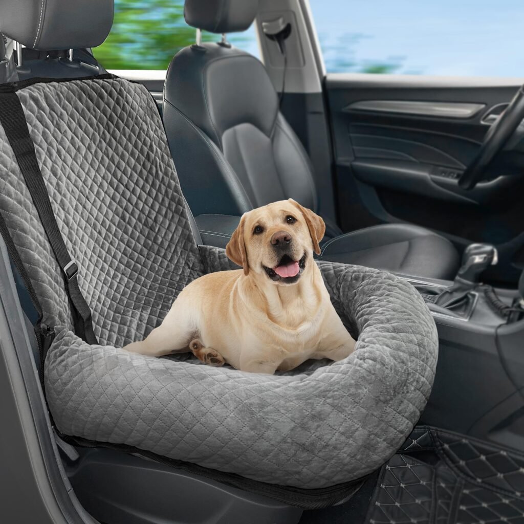 Dog Car Seat Pet Booster Car Seat for Small Mid Dogs, Dog Car Seat is Safe and Comfortable, and can be Disassembled for Easy Cleaning, Comfy Ultra Soft Car Travel Bed Gray