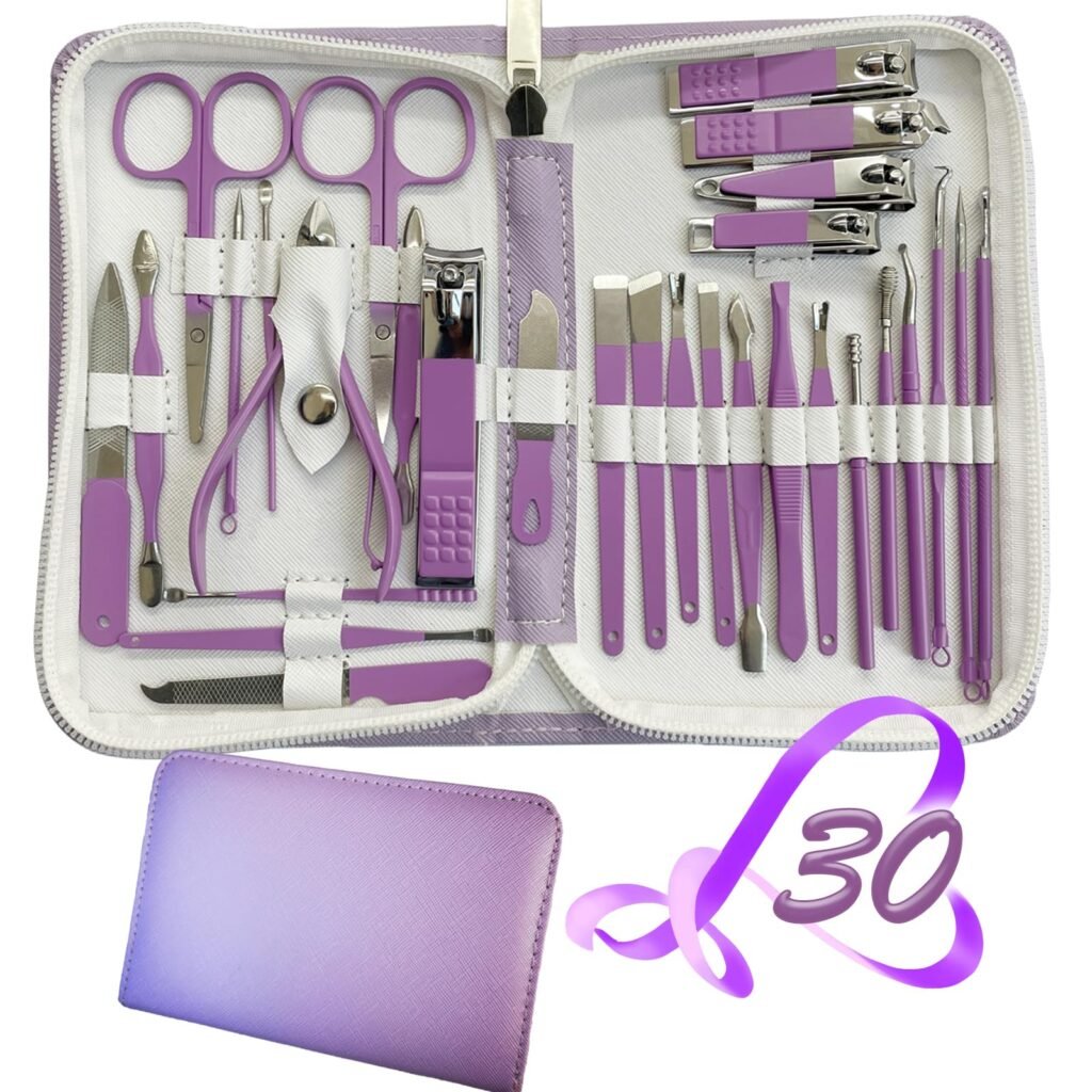 RedFlow 30-Piece Manicure & Pedicure Set (Purple)
