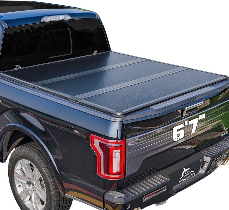 Hard Folding Truck Bed Tonneau Cover Compatible with Chevy Silverado & GMC Sierra 1500(2007-2024) 2500 3500 HD(2007-2019) 6.6 ft Standard Box(NO CarbonPro Bed), Tri Fold Style