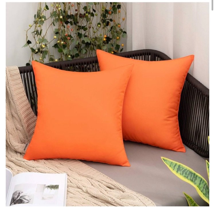 MIULEE Pack of 2 Decorative Outdoor Waterproof Pillow Covers Square Garden Cushion Sham Throw Pillowcase Shell for Spring Patio Tent Couch 18x18 Inch Orange