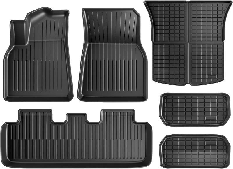 Maysoo Tesla Model Y Floor Mats, Tesla Model Y 5-Seat 2020-2023 Accessories, All Weather Floor Mat Front Rear Cargo Liner Mat, Heavy Duty Floor Mats (Set of 6) Model Y floor mats (set of 6)