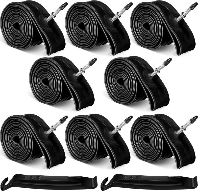 8 Pcs Bike Tubes with 2 Tire Levers Bicycle Inner Tubes Bike Tire Tube 26 x 1.75-2.125 Inch 48 mm Presta/French Valve Fits 1.75/1.85 1.95/2.0/2.10/2.125 Inner Tube for Road MTB Kids Bike