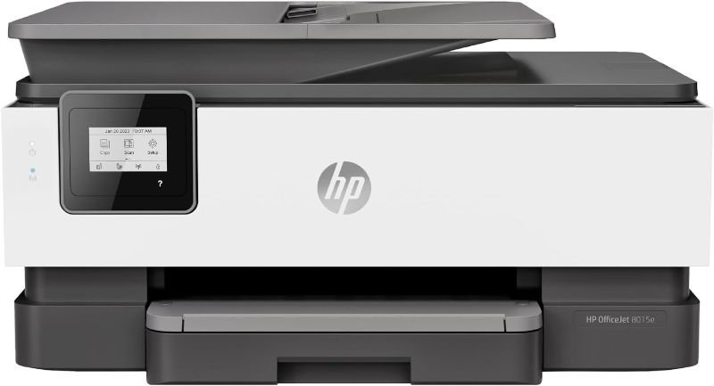 HP OfficeJet 8015e Wireless Color All-in-One Printer | with 6 Months Free Ink | with HP+(228F5A) | White
