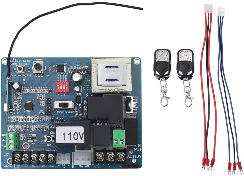 Sliding Gate Opener Circuit Board with Remote Control, Advanced Microcomputer Control, Easy Installation and Use for Factories, Schools, Residences (110V)